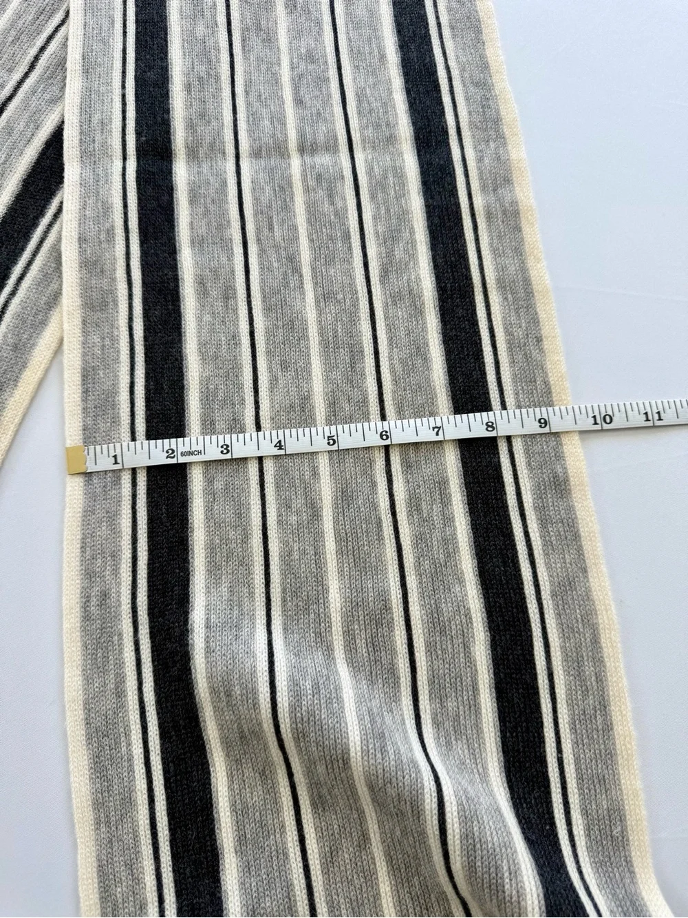 Express Striped Knit Scarf in Cream, Black & Gray
